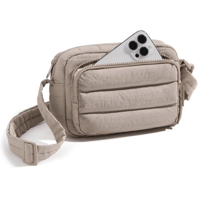 Sac bandoulière en nylon pour femme, petit cabas en toile avec duvet duveteux
