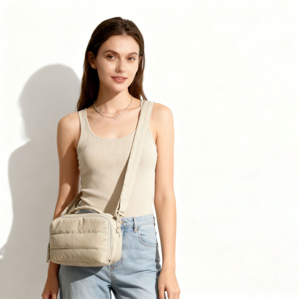 Sac à bouteille d'eau matelassé moelleux et pratique pour femmes, petite pochette de tasse isotherme, sac à main, sac bandoulière