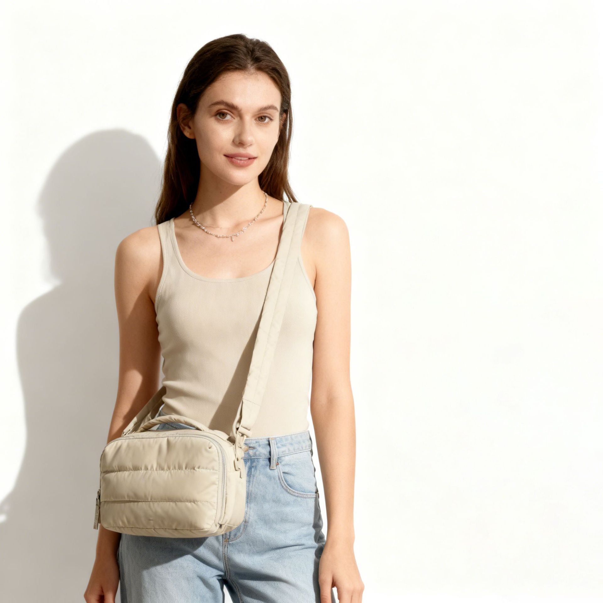 Sac à bouteille d'eau matelassé moelleux et pratique pour femmes, petite pochette de tasse isotherme, sac à main, sac bandoulière