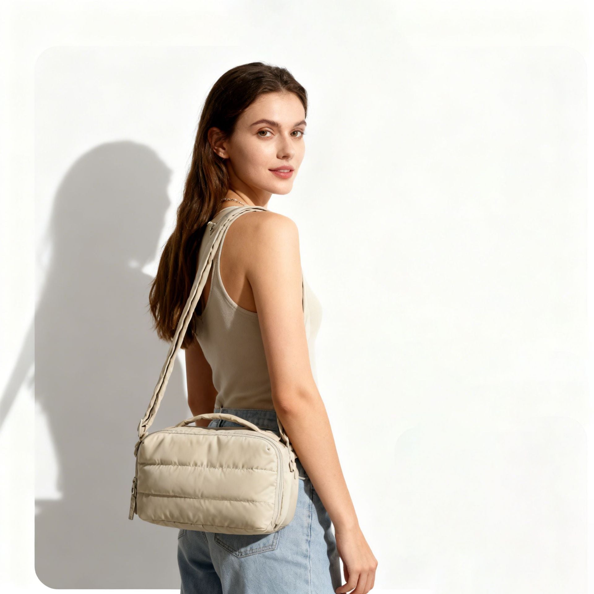 Sac à bouteille d'eau matelassé moelleux et pratique pour femmes, petite pochette de tasse isotherme, sac à main, sac bandoulière
