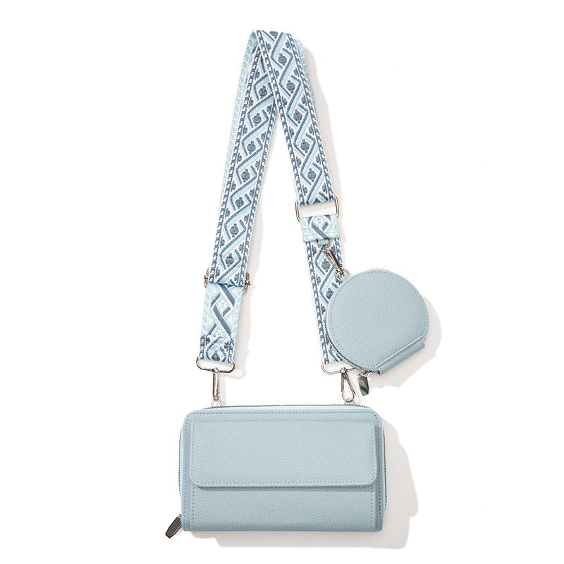 2026 New Mobile Phone Bag for Women, Crossbody Bag, Multifunctional Wide Shoulder Strap Shoulder Bag, Simple Casual Embossed Design