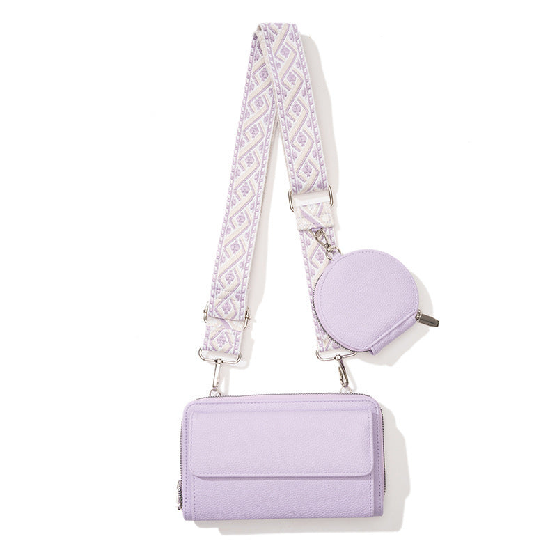 2026 New Mobile Phone Bag for Women, Crossbody Bag, Multifunctional Wide Shoulder Strap Shoulder Bag, Simple Casual Embossed Design
