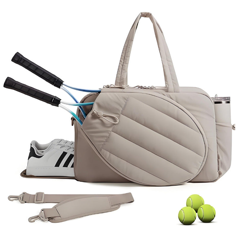 Down-Filled, Fluffy Quilted, Lightweight, Multi-Functional Women's Tennis and Fitness Tote Bag