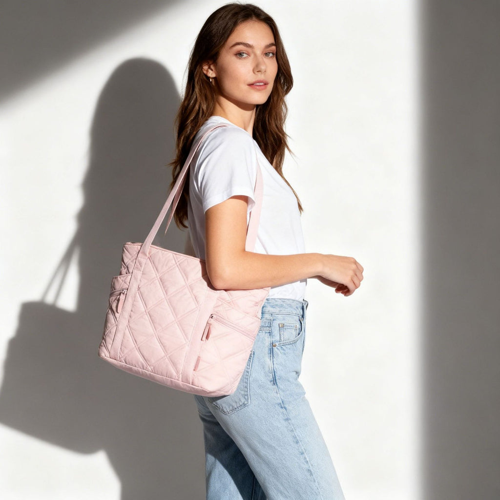 Damen Daunen Leichte Handtasche Große Kapazität Bestickte Umhängetasche Modische Einfache Rhombus Reisetasche Krankenschwester Tragetasche Crossbody