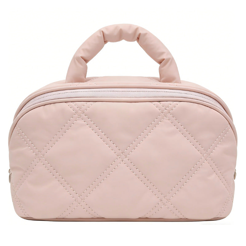 Cotton-Filled Portable Travel Makeup Bag, Large Capacity Breathable Toiletry Storage Bag, High-End Handbag