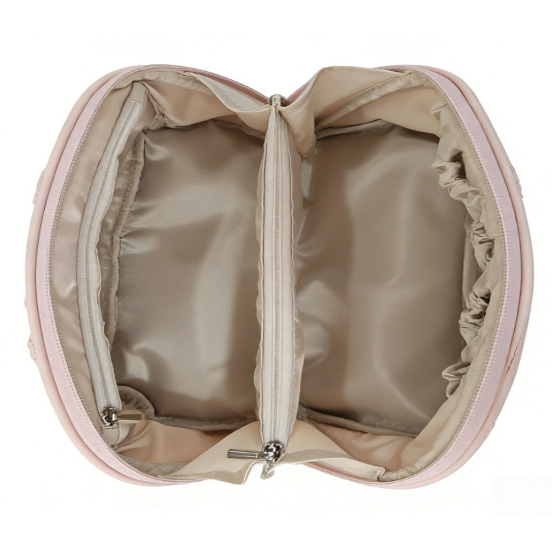 Cotton-Filled Portable Travel Makeup Bag, Large Capacity Breathable Toiletry Storage Bag, High-End Handbag