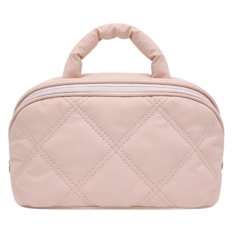 Cotton-Filled Portable Travel Makeup Bag, Large Capacity Breathable Toiletry Storage Bag, High-End Handbag