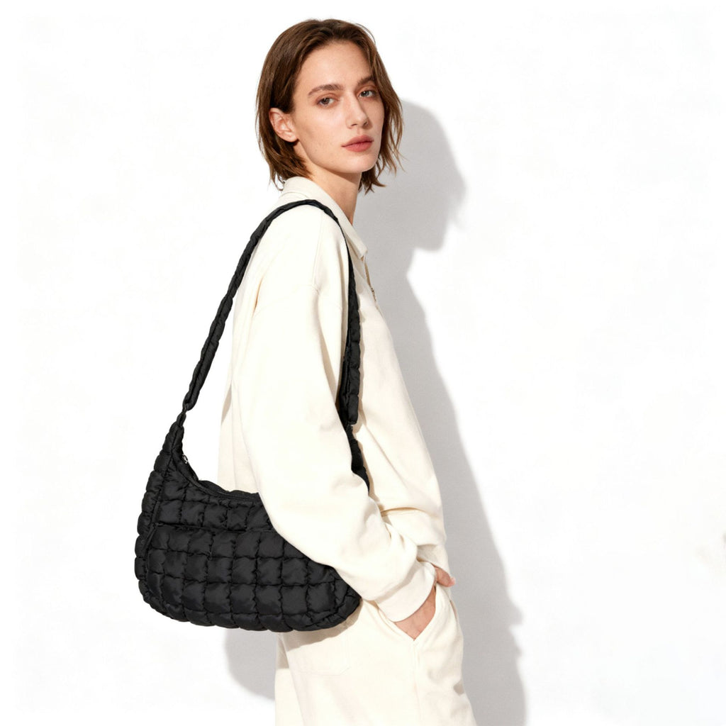 Gefaltete Wolkentragetasche, Umhängetasche, Handtasche, Knödeltasche, gesteppte Baumwoll-Damen-Plüschtasche