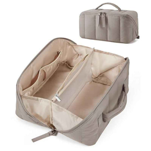 Lankin Waterproof Down-Filled Makeup Bag – Portable Compartment Travel Organizer