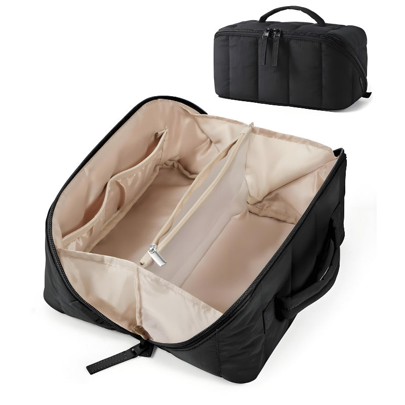 Waterproof Portable Down-Filled Standing Makeup Bag with Compartments
