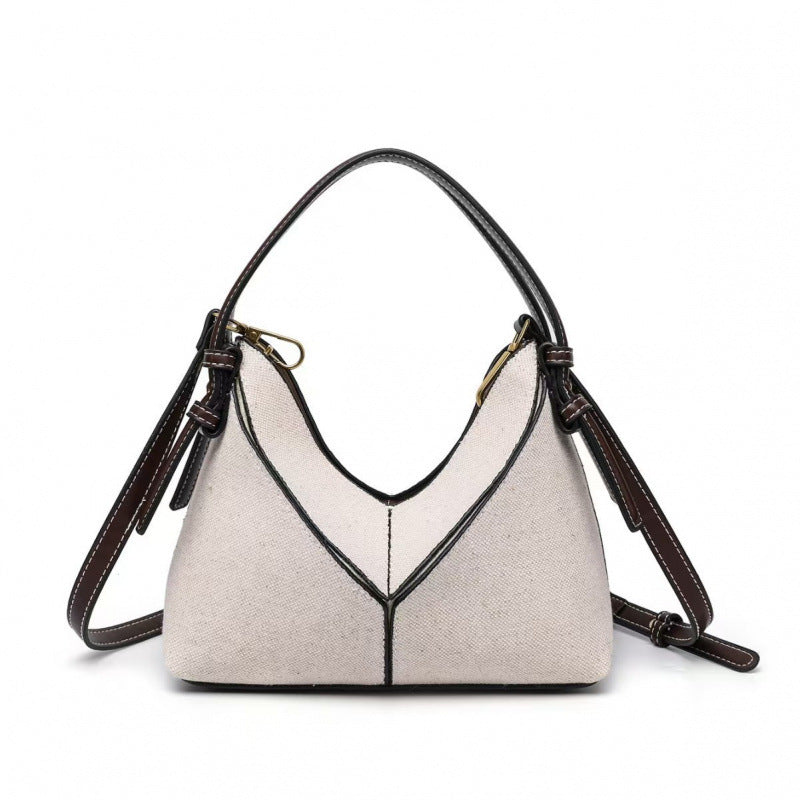 2026 New Fashion Versatile Patchwork Canvas Bag Commuter Underarm Shoulder Crossbody Diamond-Shaped Bag