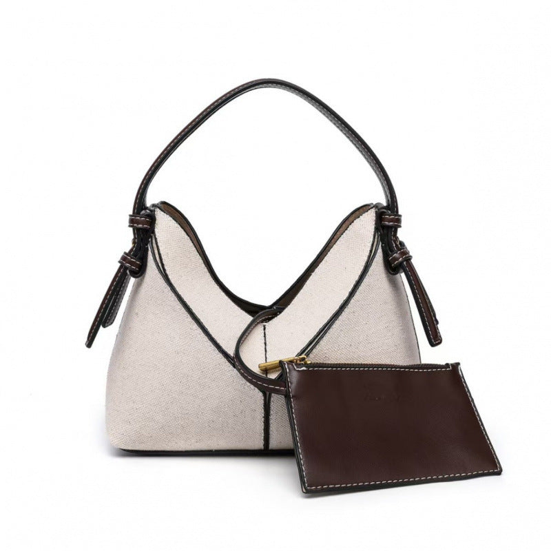 2026 New Fashion Versatile Patchwork Canvas Bag Commuter Underarm Shoulder Crossbody Diamond-Shaped Bag