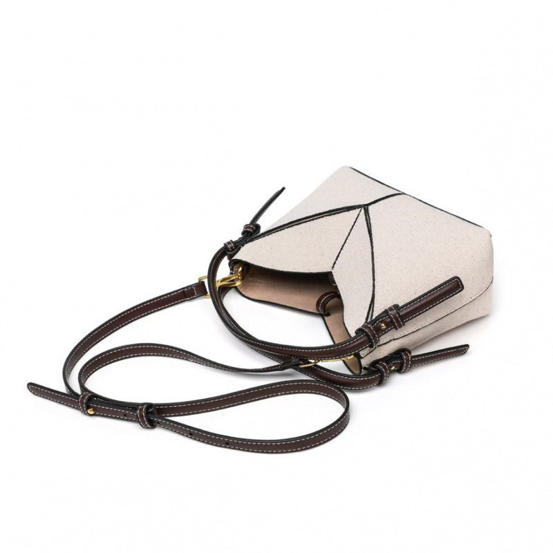 2026 New Fashion Versatile Patchwork Canvas Bag Commuter Underarm Shoulder Crossbody Diamond-Shaped Bag