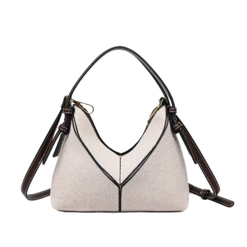 2026 New Fashion Versatile Patchwork Canvas Bag Commuter Underarm Shoulder Crossbody Diamond-Shaped Bag