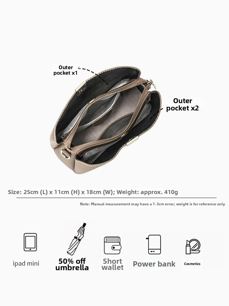 Cross-border Bag Women's 2025 New Genuine Leather Women's Bag Fashion All-match Shoulder Bag High-end Niche Design Crossbody Bag