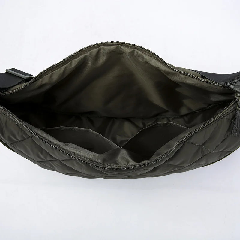 Sac banane demi-lune couleur unie sac bandoulière grande capacité sacs à bandoulière portables sacs de voyage en nylon à carreaux pour les trajets quotidiens