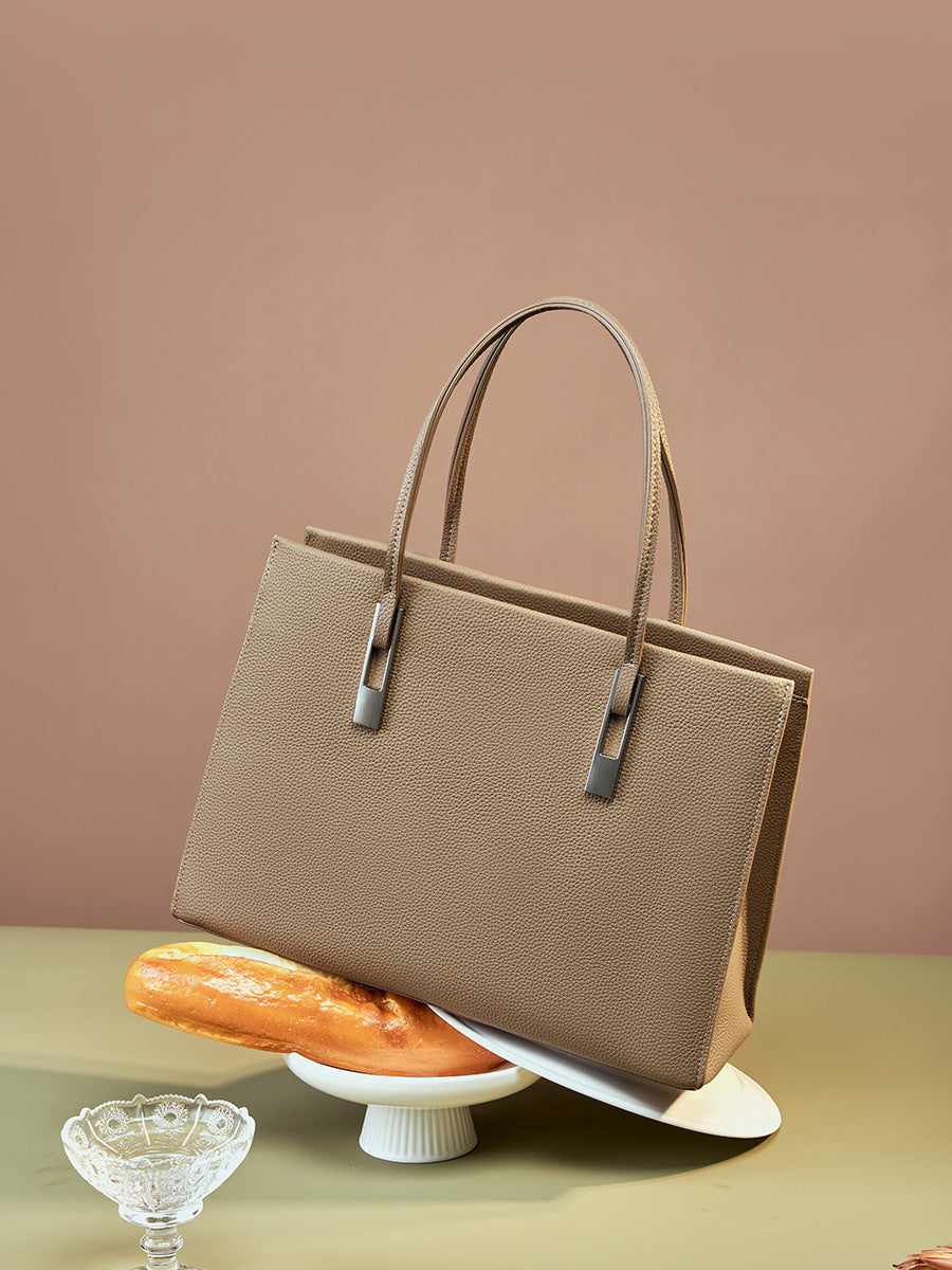Genuine Leather Women's Bag 2026 Commuter Large Bag Large Capacity First Layer Cowhide Tote Women's Handbag
