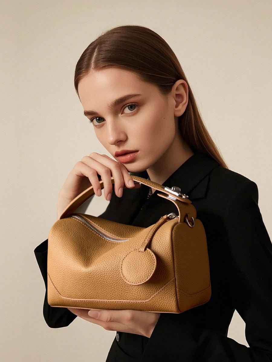 Lankin Cowhide Leather Boston Bag – Everyday Women's Shoulder