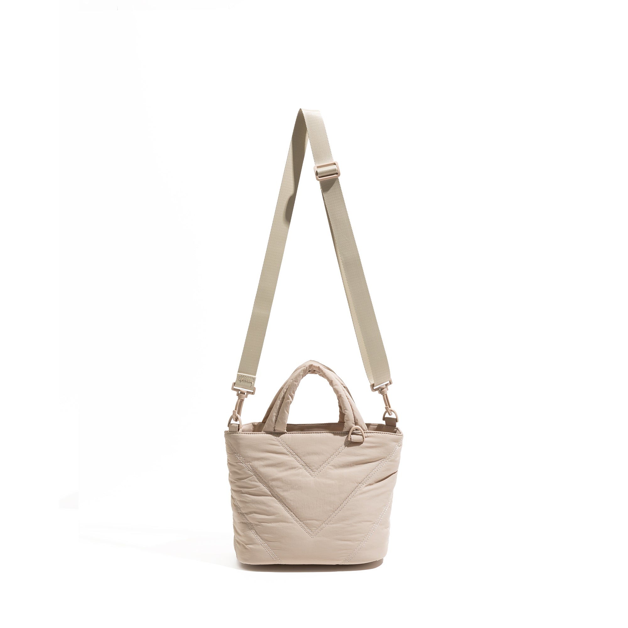 Hochwertige, ultraleichte Crossbody-Bag aus Nylon mit Steppfutter: eine stilvolle, geräumige Handtasche mit Reißverschluss für Damen