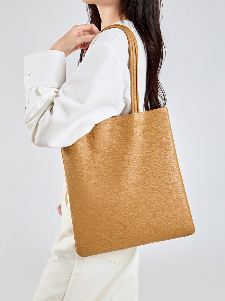 Lankin Women's Genuine Leather Bucket Bag – Versatile Large Capacity Shoulder Tote
