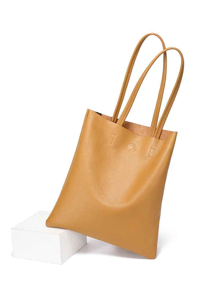 Lankin Women's Genuine Leather Bucket Bag – Versatile Large Capacity Shoulder Tote