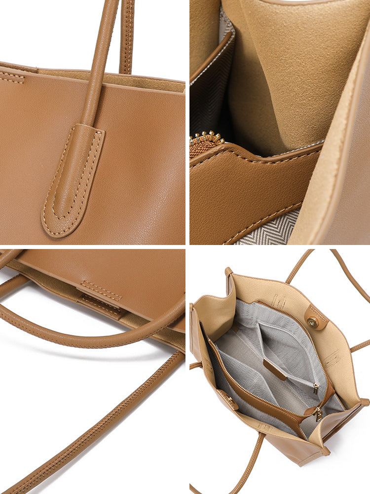 Lankin Women's Cowhide Leather Shoulder Bag – Large Capacity Versatile Commuter Tote