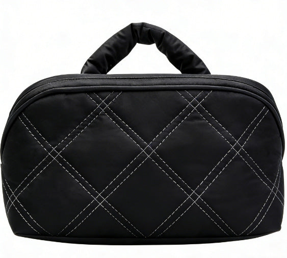 Cotton-Filled Portable Travel Makeup Bag, Large Capacity Breathable Toiletry Storage Bag, High-End Handbag