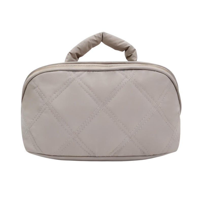 Cotton-Filled Portable Travel Makeup Bag, Large Capacity Breathable Toiletry Storage Bag, High-End Handbag