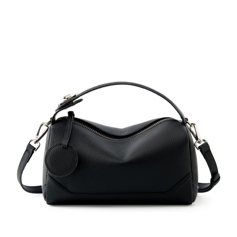 First-Layer Cowhide Women's Bag, Fashionable Genuine Leather Cross-Border Boston Bag, Versatile Trendyy Hand-Held Crossbody Bag