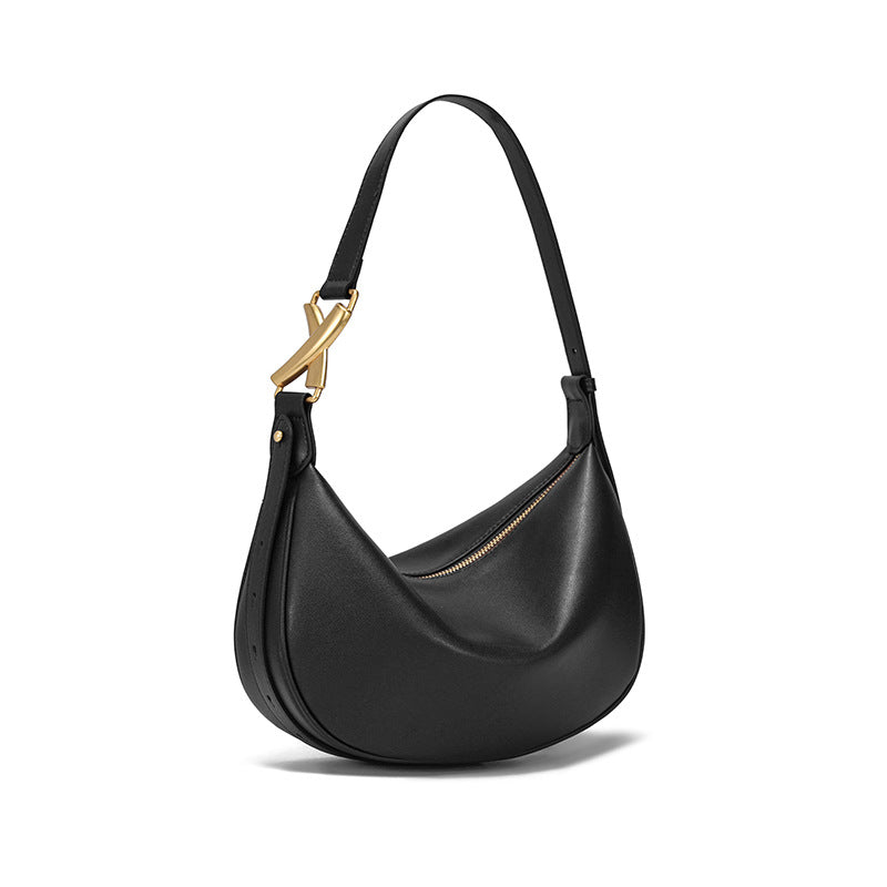Genuine Leather Women's Crossbody Bag 2026 Summer New Hot-Selling Women's Bag Cowhide Commuter Dumpling Bag