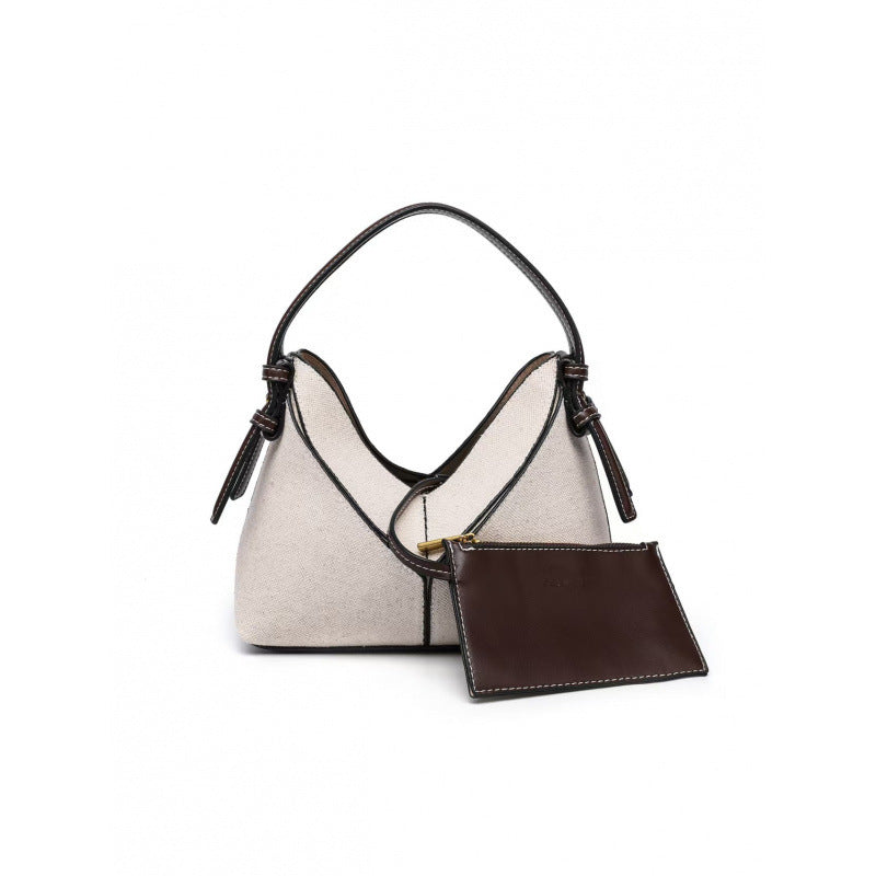 2026 New Fashion Versatile Patchwork Canvas Bag Commuter Underarm Shoulder Crossbody Diamond-Shaped Bag