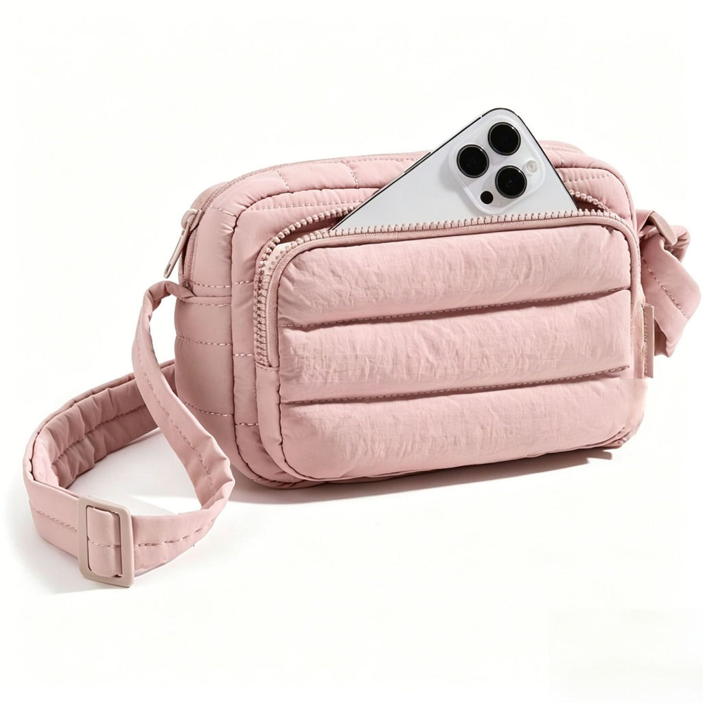 Sac bandoulière en nylon pour femme, petit cabas en toile avec duvet duveteux