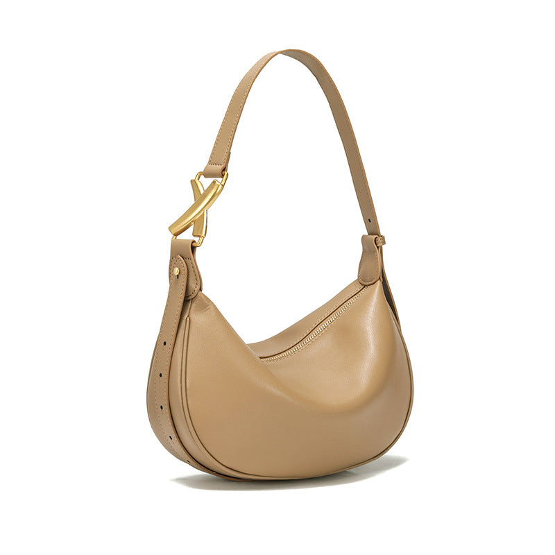 Genuine Leather Women's Crossbody Bag 2026 Summer New Hot-Selling Women's Bag Cowhide Commuter Dumpling Bag
