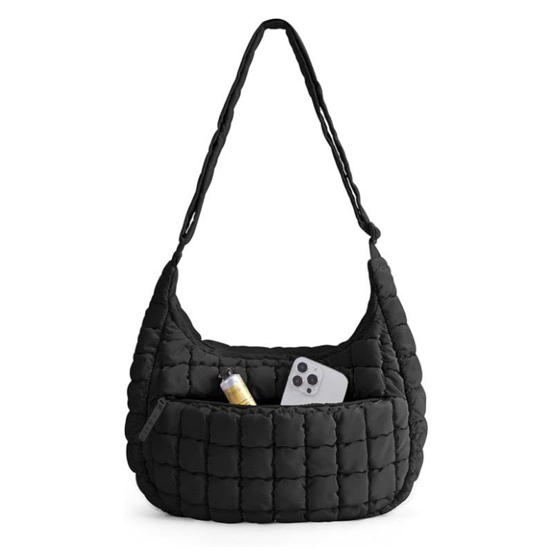 Gefaltete Wolkentragetasche, Umhängetasche, Handtasche, Knödeltasche, gesteppte Baumwoll-Damen-Plüschtasche