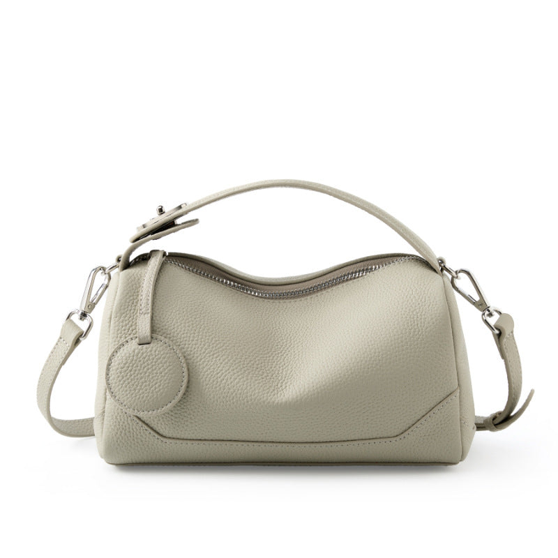 First-Layer Cowhide Women's Bag, Fashionable Genuine Leather Cross-Border Boston Bag, Versatile Trendyy Hand-Held Crossbody Bag