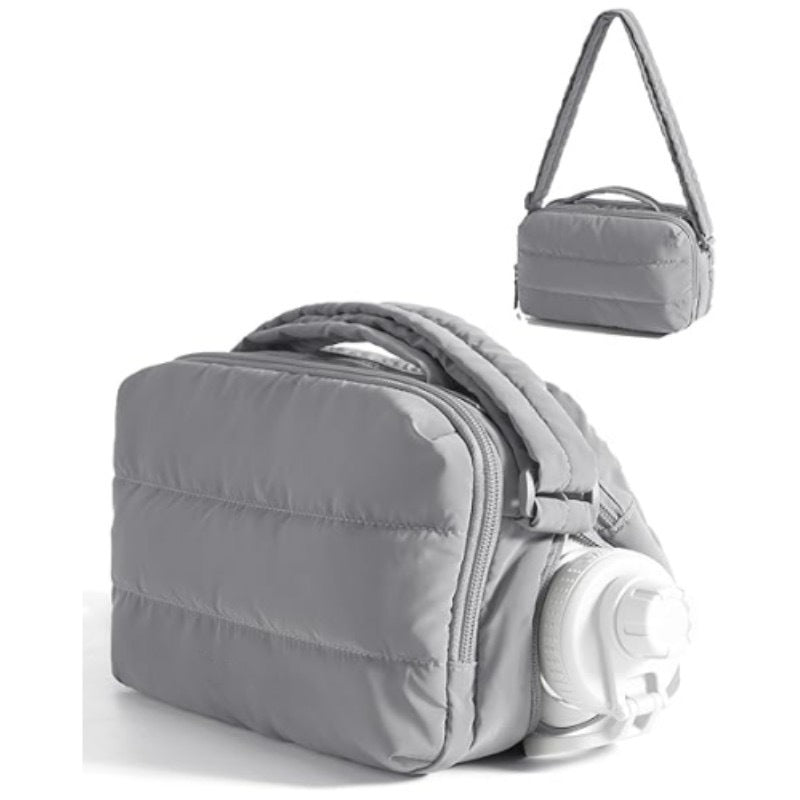 Women Travel Convenient Quilted Fluffy Water Bottle Bag Small Thermos Cup Sleeve Handbag Crossbody Bag