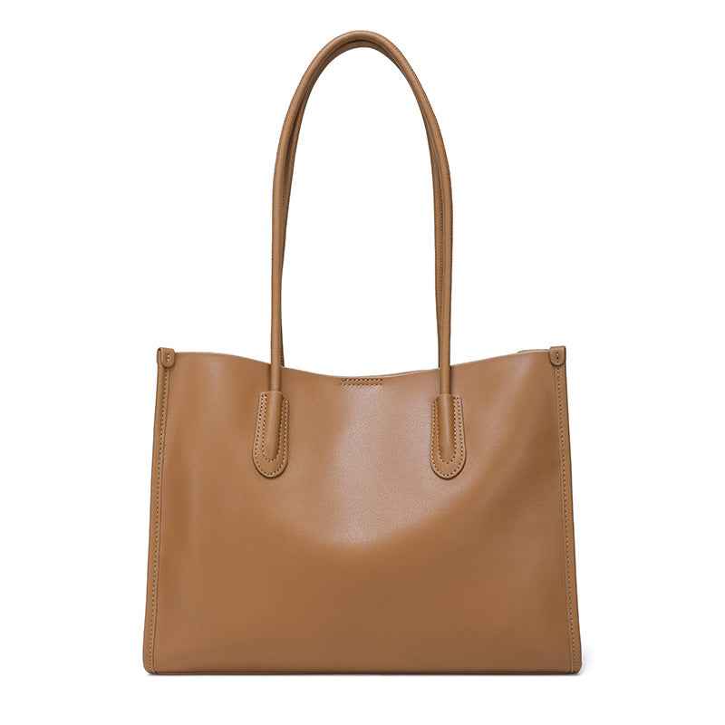 Lankin Women's Cowhide Leather Shoulder Bag – Large Capacity Versatile Commuter Tote